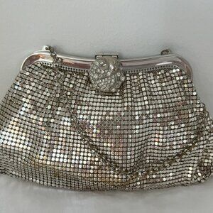 Whiting and Davis Co. silver beaded jeweled small purse